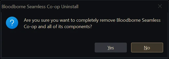 The uninstaller asking: Are you sure you want to completely remove it and all of its components? Yes or No.